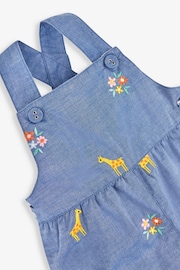 JoJo Maman Bébé Chambray Blue Safari Animals Embroidered Dungarees - Image 2 of 3