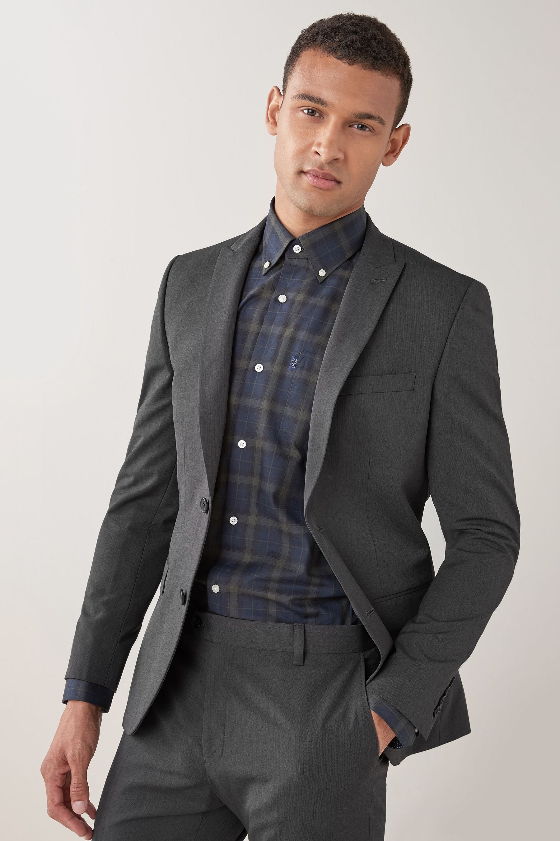 Buy Charcoal Grey Skinny Fit Two Button Suit Jacket from Next Luxembourg