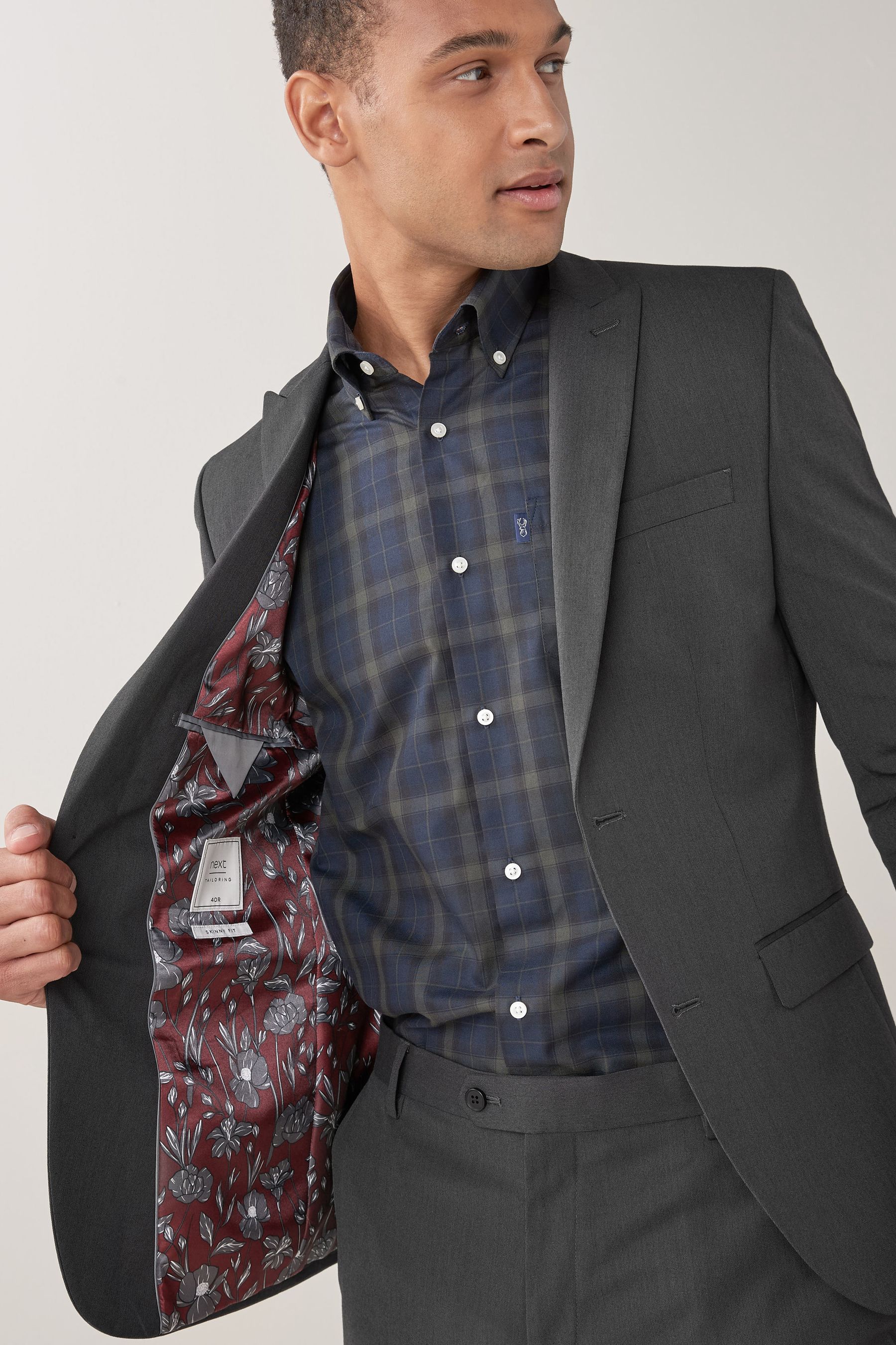 Buy Charcoal Grey Skinny Fit Two Button Suit Jacket from the Next UK online shop