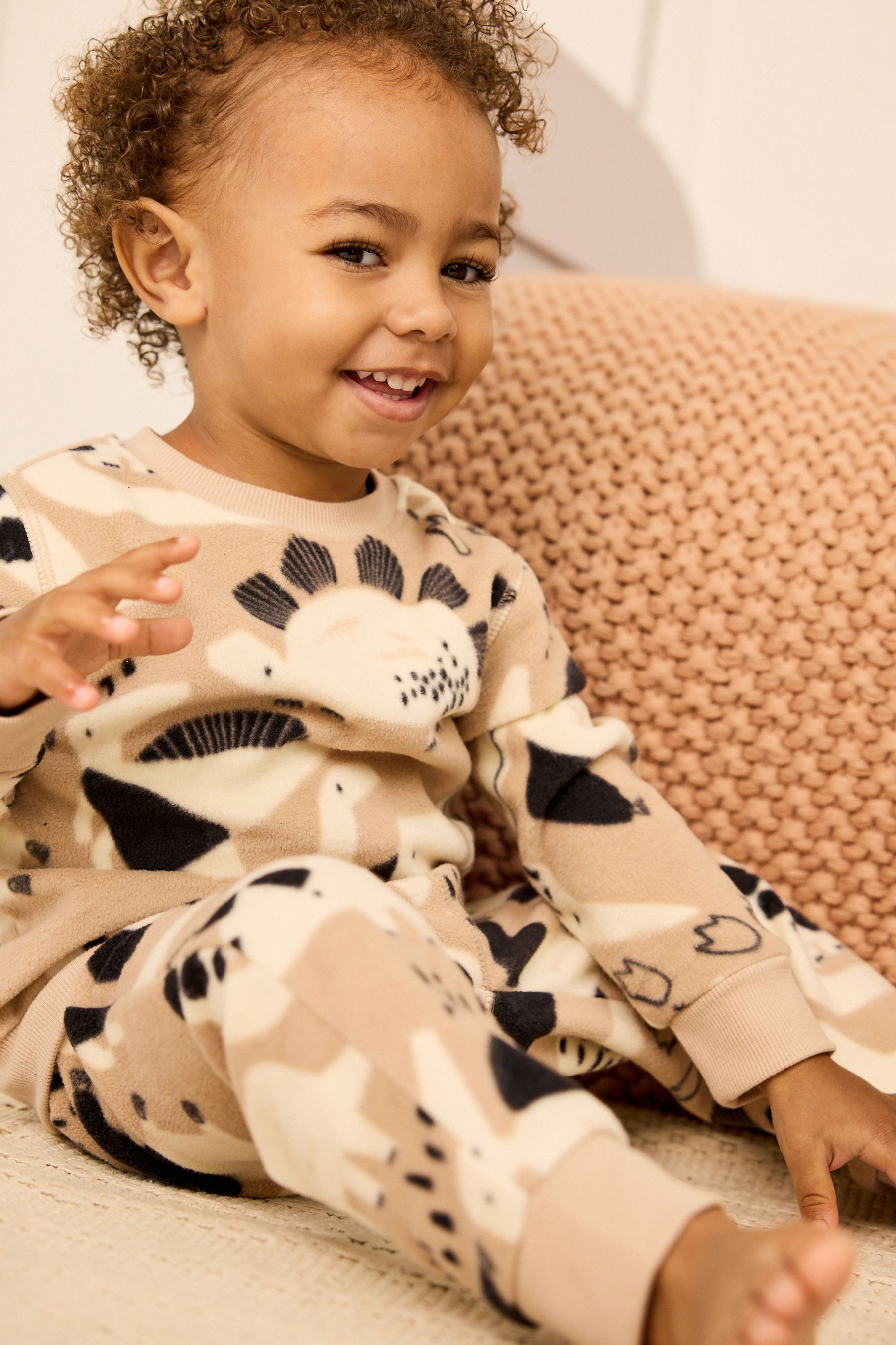 Buy Neutral Dinosaur Soft Touch Fleece with Elastane Pyjamas 9mths 8yrs from Next Luxembourg