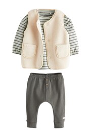 Monochrome Baby Cosy Borg Gilet, T-Shirt And Leggings 3 Piece Set (0mths-3yrs) - Image 1 of 4