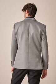 Charcoal Grey Slim Fit Satin Jacquard Blazer - Image 4 of 6