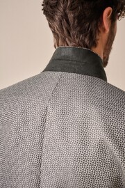 Charcoal Grey Slim Fit Satin Jacquard Blazer - Image 5 of 11