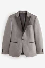 Charcoal Grey Slim Fit Satin Jacquard Blazer - Image 6 of 11