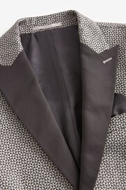 Charcoal Grey Slim Fit Satin Jacquard Blazer - Image 7 of 11