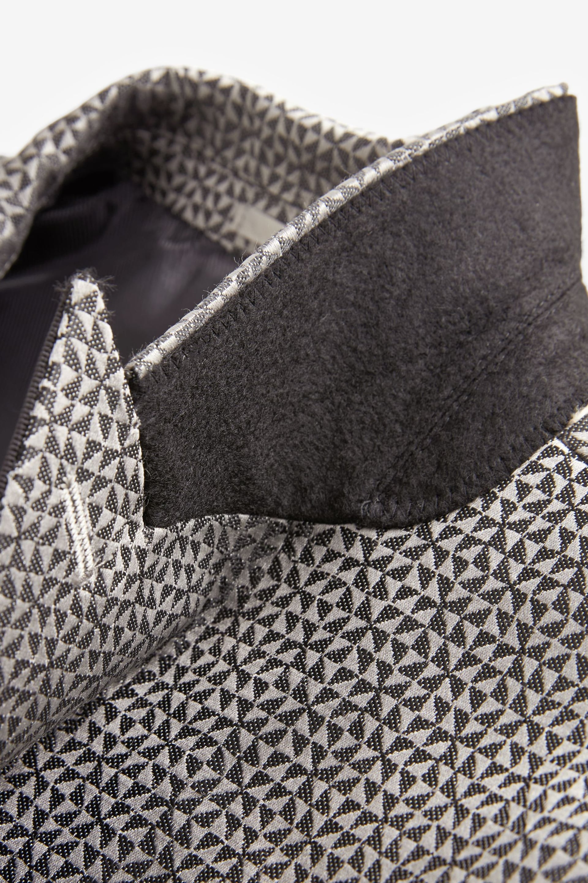 Charcoal Grey Slim Fit Satin Jacquard Blazer - Image 9 of 11
