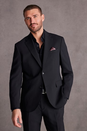 Black Regular Fit Signature Italian Fabric Suit Jacket