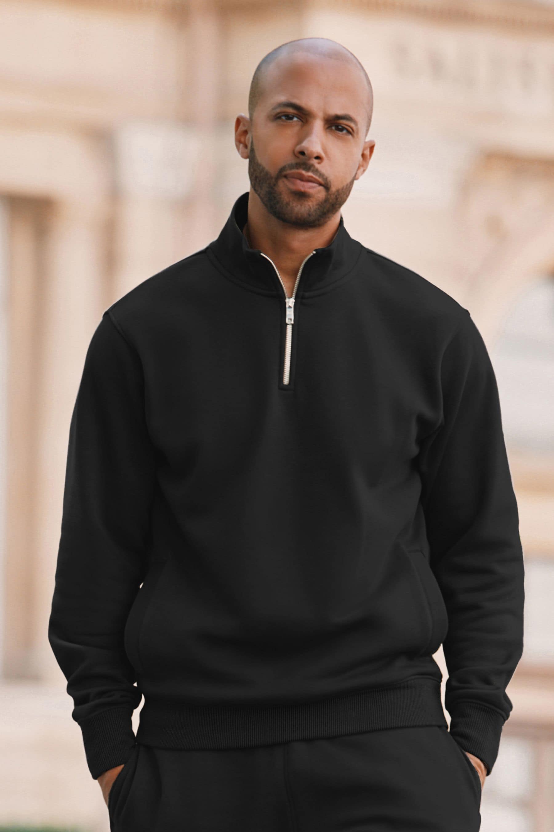 Black funnel neck sweatshirt sales