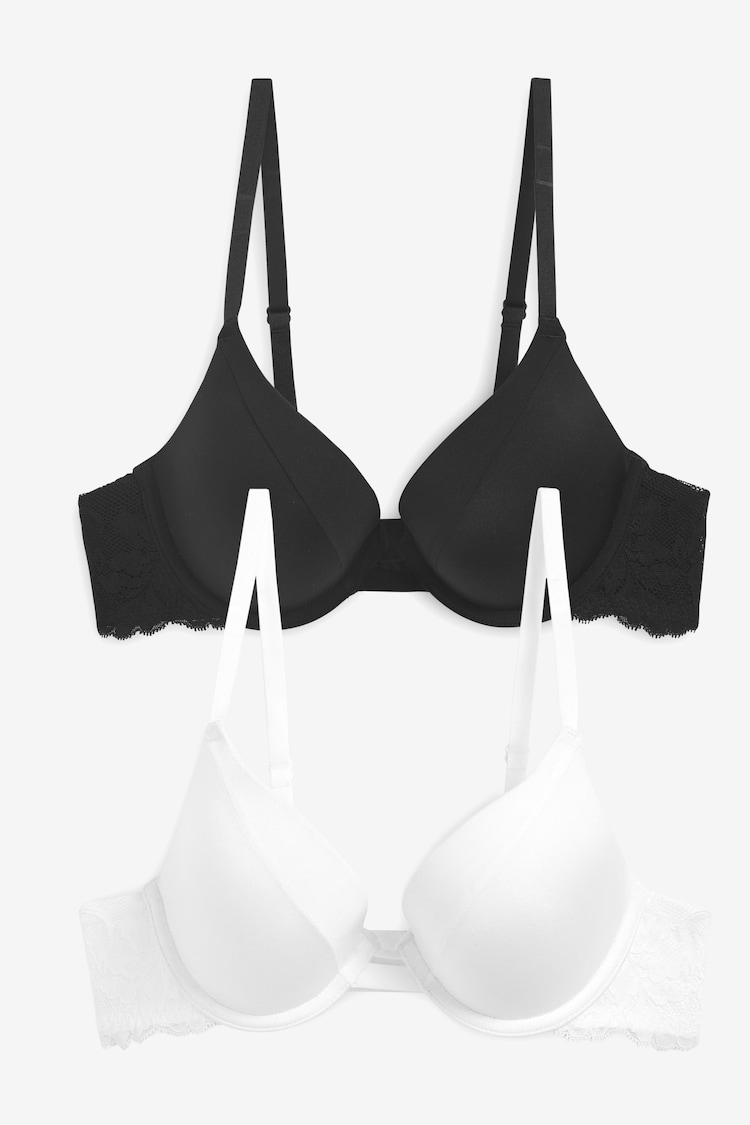 Black/White Smoothing Push-Up Plunge T-Shirt Bras 2 Pack - Image 2 of 4