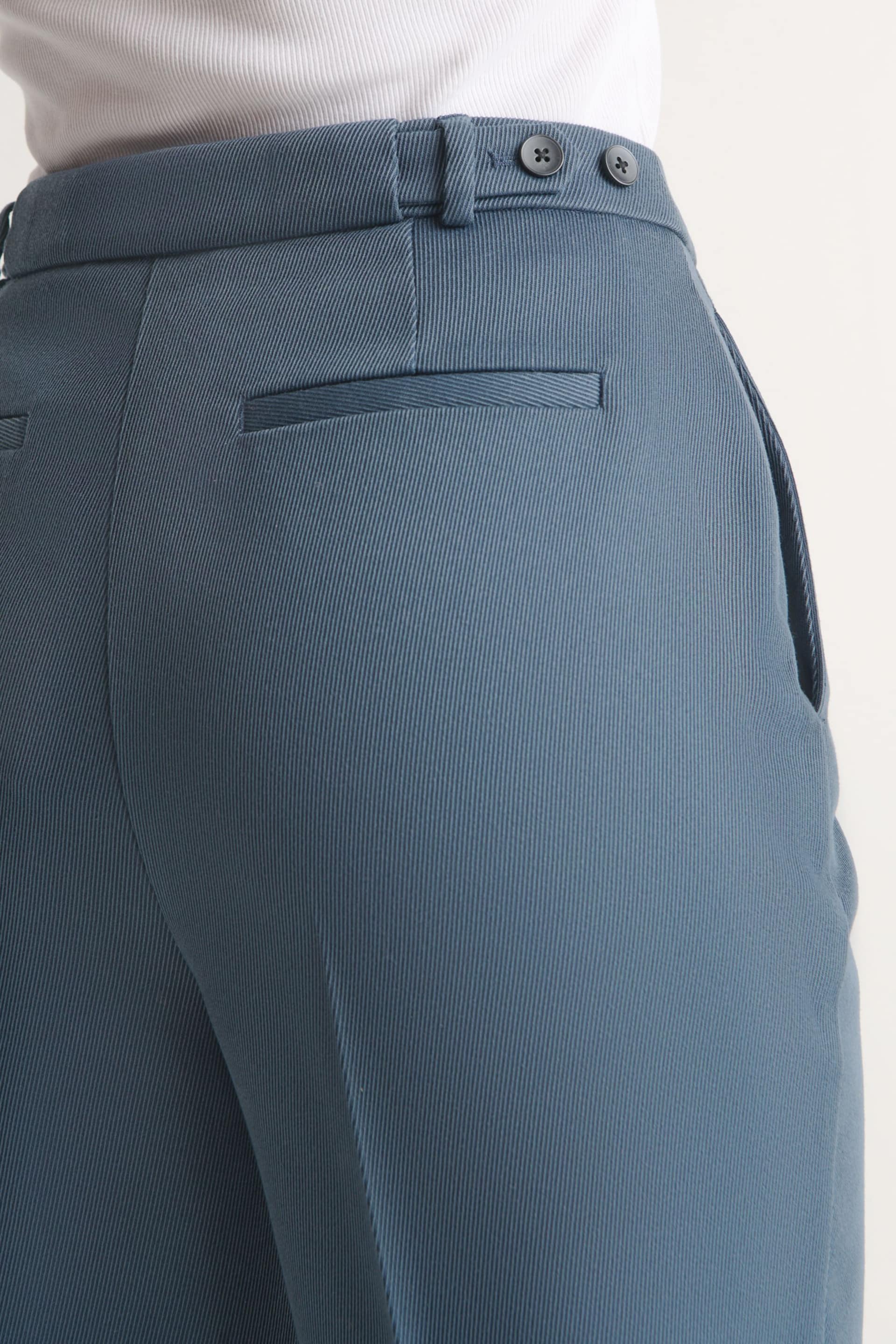 Blue Tailored Twill Straight Leg Trousers - Image 5 of 7