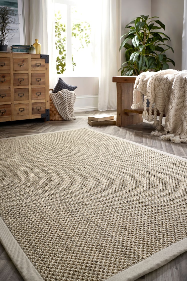 Origin Rug Collection. Beige Sand Border Sisal Rug - Image 1 of 2