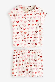Pink Heart Short Sleeve Cotton Pyjama Sets 2 Pack - Image 4 of 14