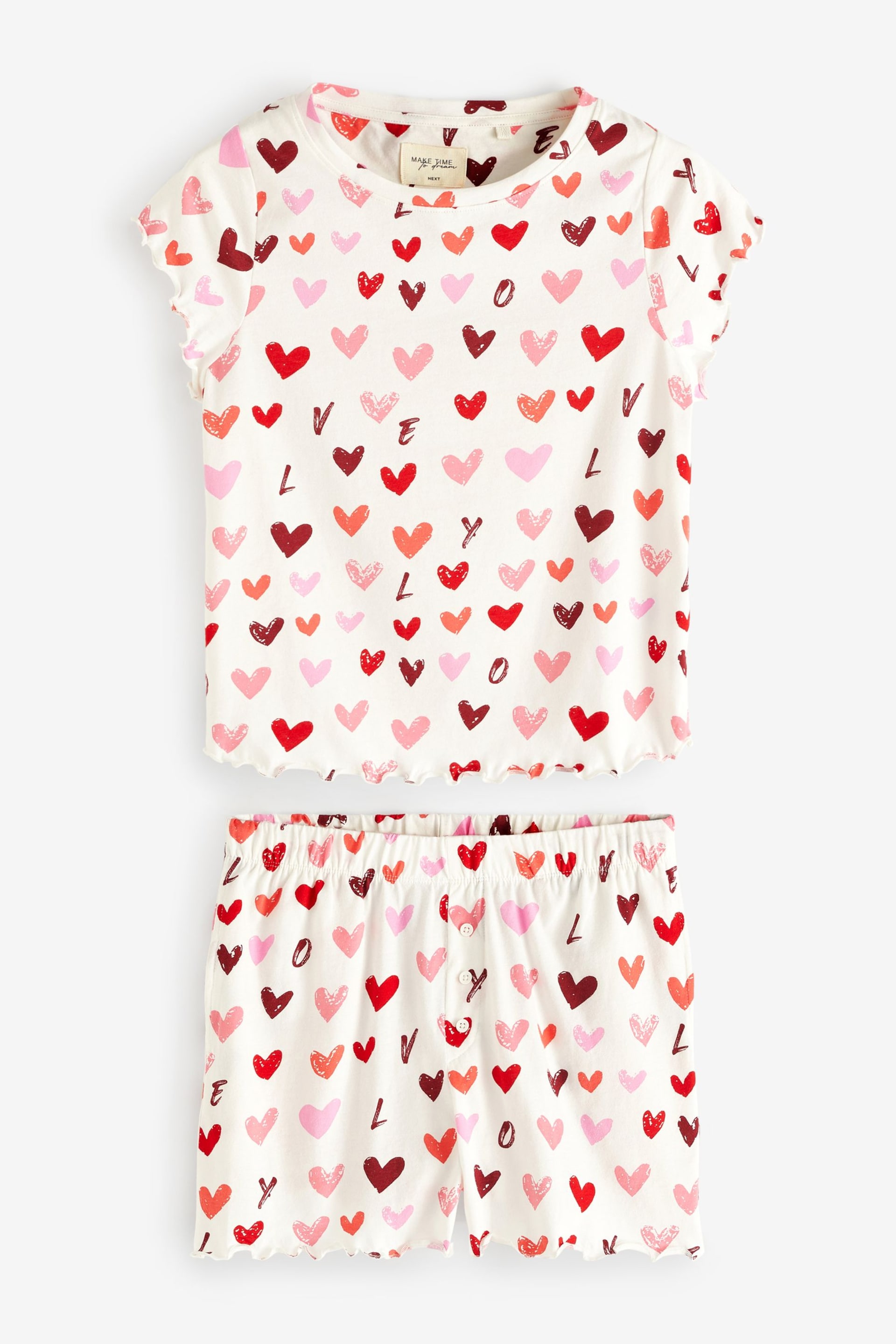 Pink Heart Short Sleeve Cotton Pyjama Sets 2 Pack - Image 4 of 14
