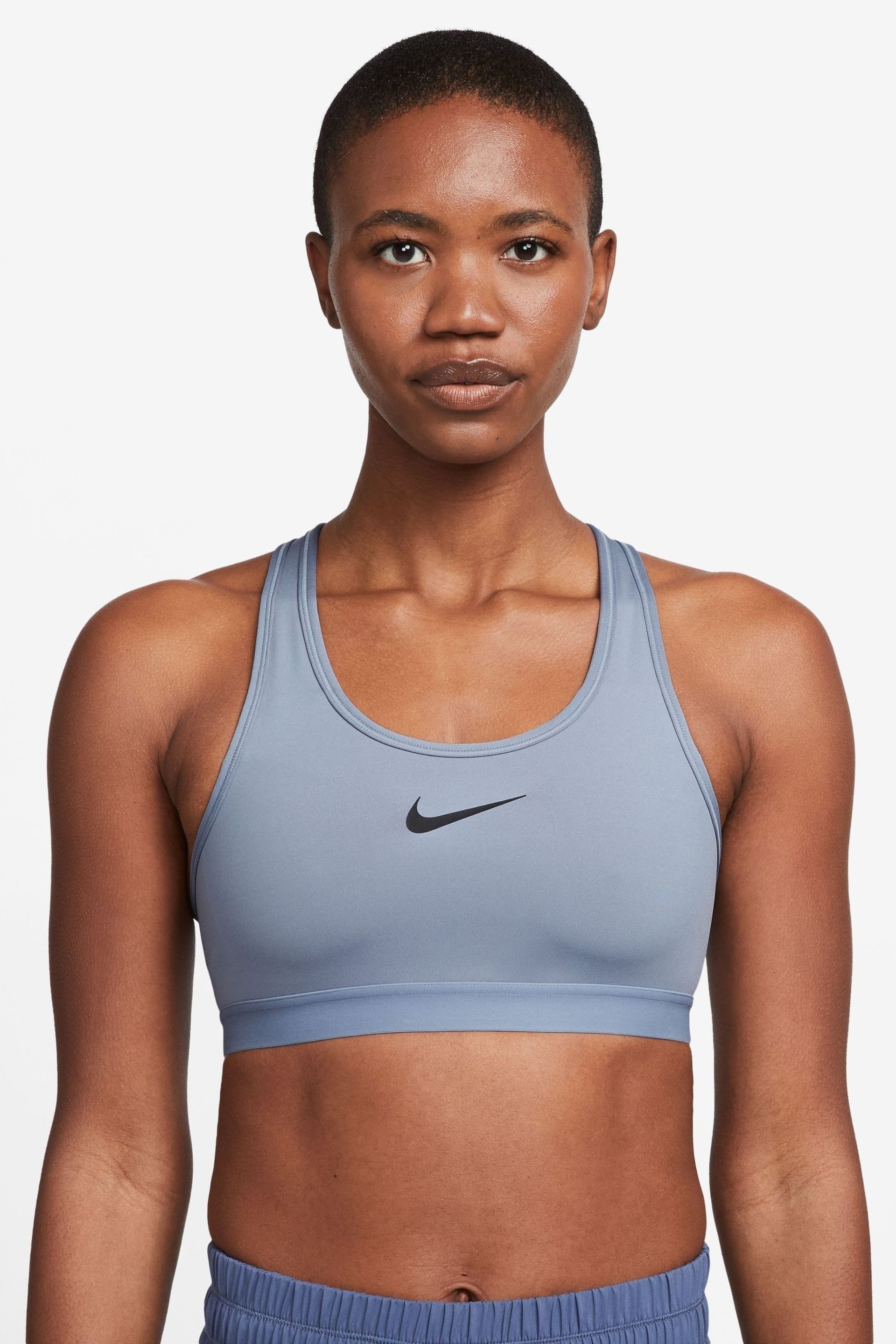 Nike Blue Swoosh High Support Sports Bra - Image 1 of 3