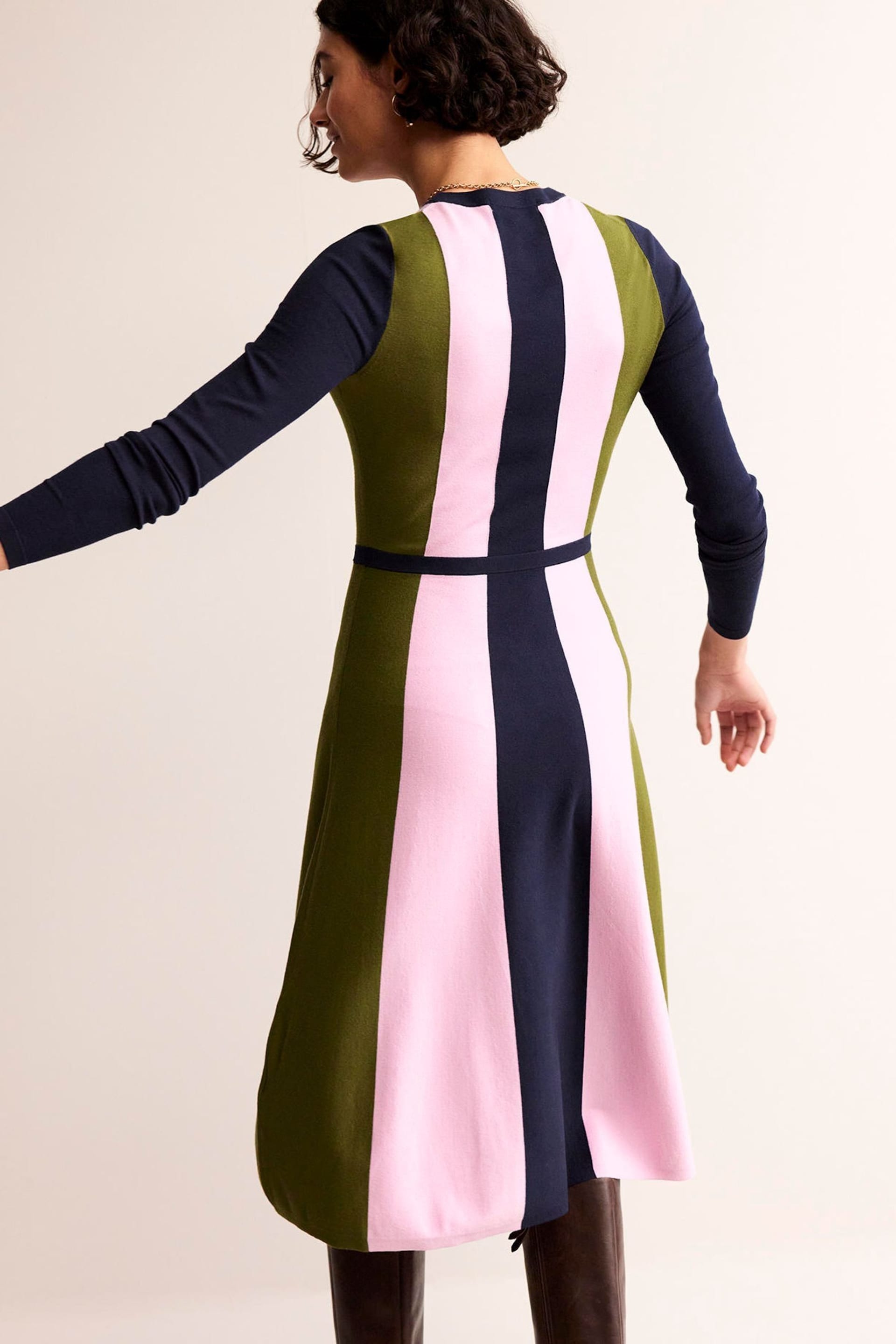 Boden Blue/Pink/Green Colour Block Knitted Dress - Image 2 of 6