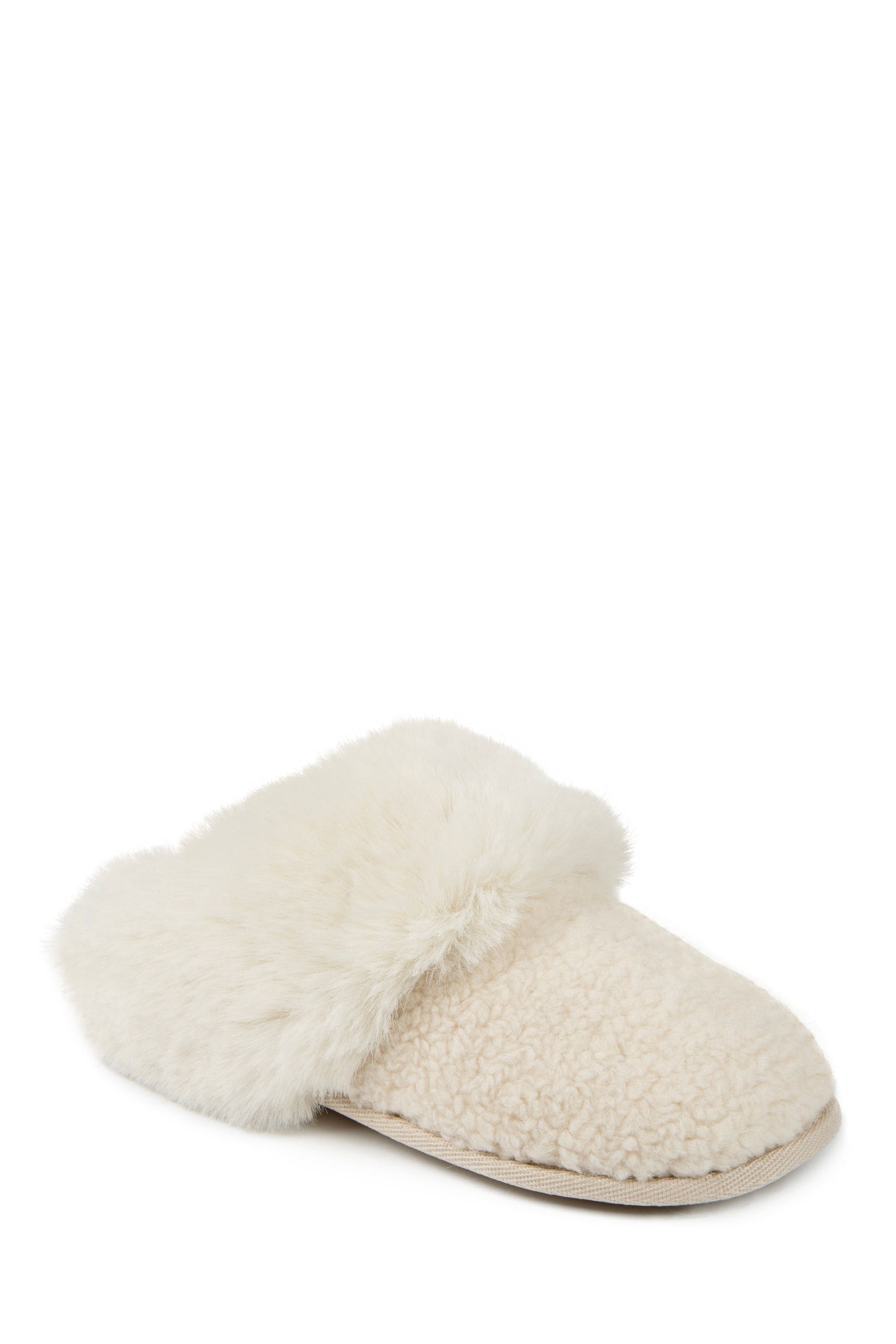 Ladies fluffy mule slippers sales