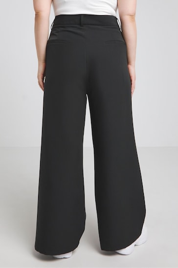Simply Be Black Wide Leg Tailored Trousers
