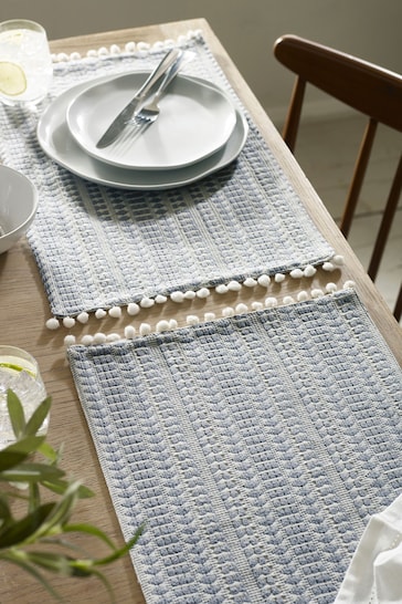 Set of 2 Blue Geo Fabric Placemats