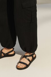 Black Linen Blend Cargo Trousers - Image 5 of 7