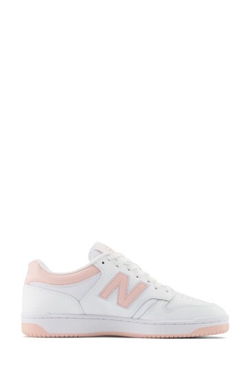 New Balance White/Pink White 480 Trainers