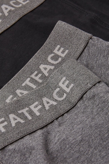 FatFace Black Plain Boxers 2 Pack