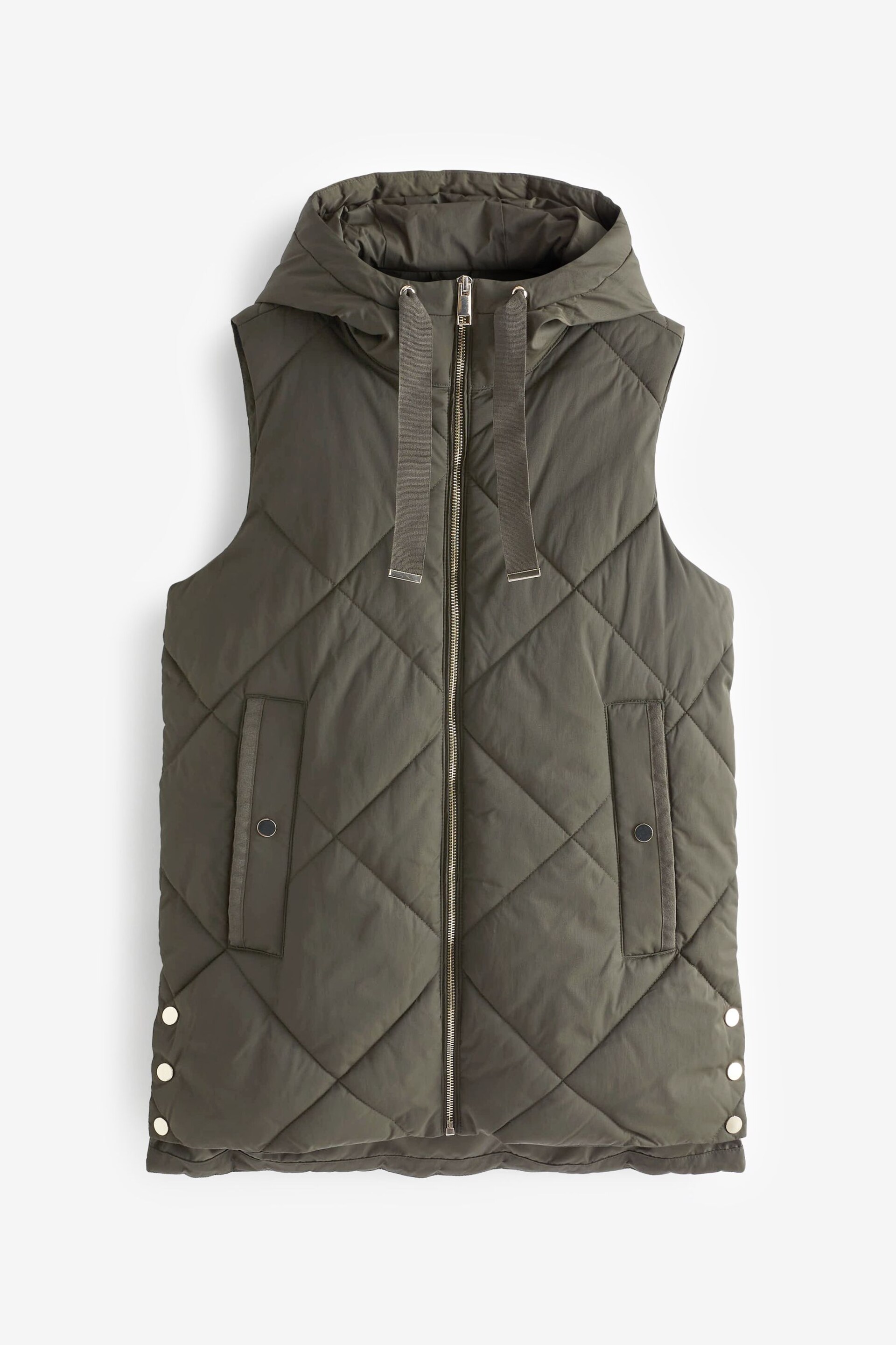 Khaki Green Quilted Gilet - Image 6 of 7