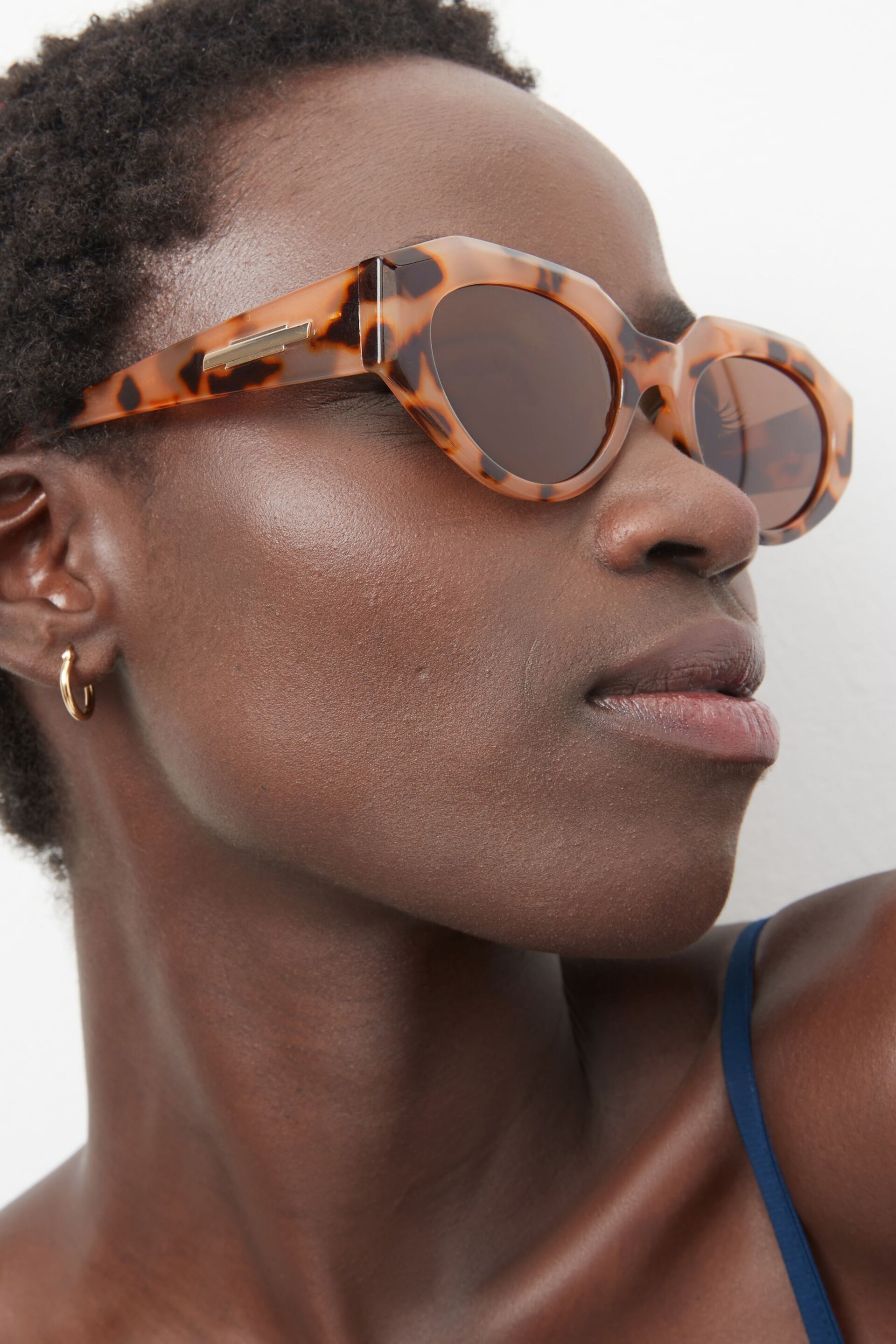 Tortoiseshell Brown Polarised Slim Cat Eye Sunglasses - Image 2 of 6