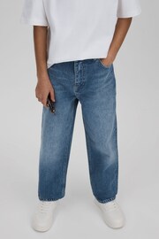Reiss Mid Blue Ronnie Junior Loose Fit Adjuster Jeans - Image 3 of 6