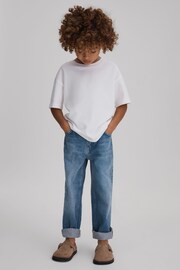 Reiss Mid Blue Ronnie Junior Loose Fit Adjuster Jeans - Image 4 of 6