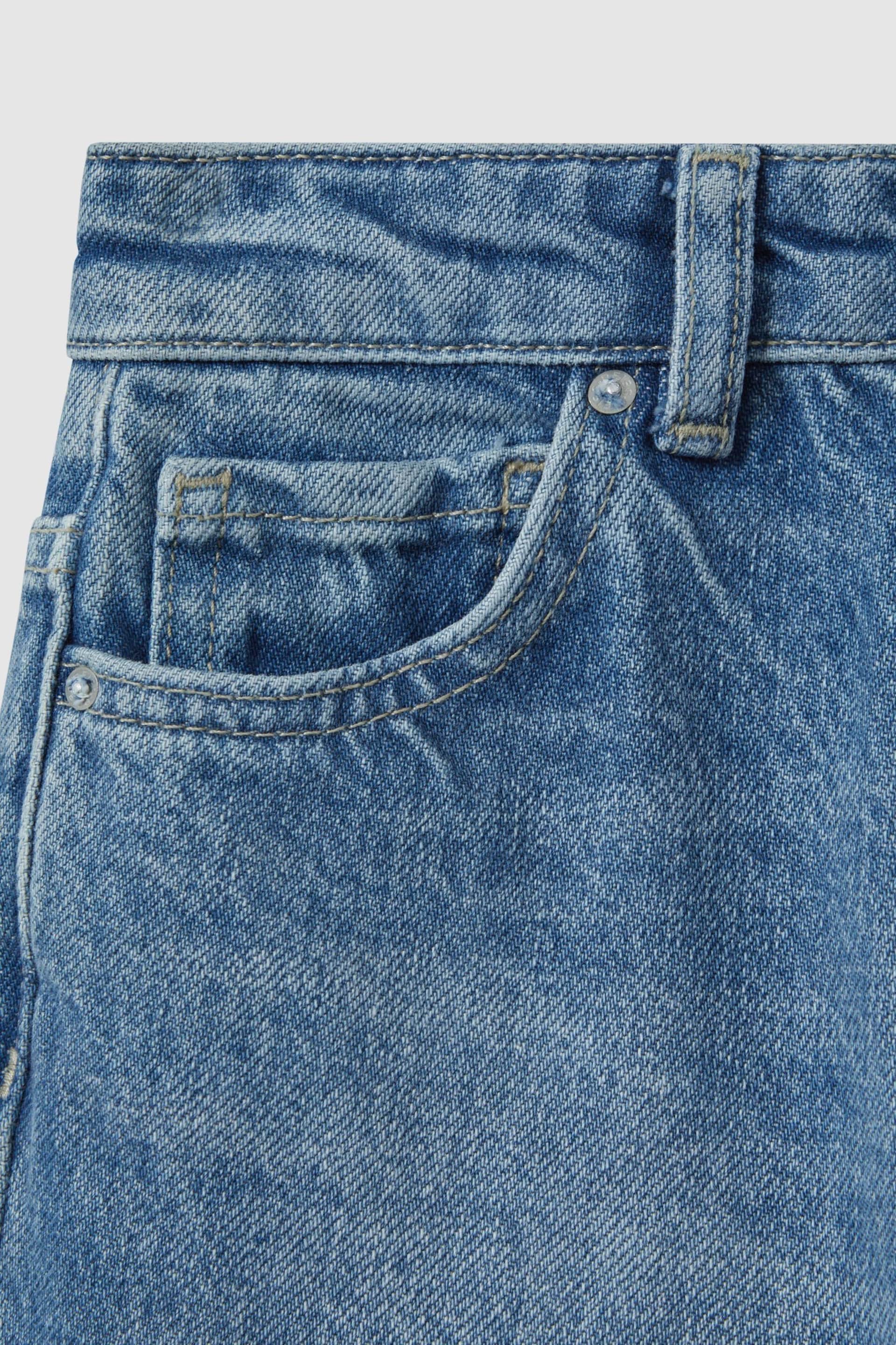 Reiss Mid Blue Ronnie Junior Loose Fit Adjuster Jeans - Image 6 of 6