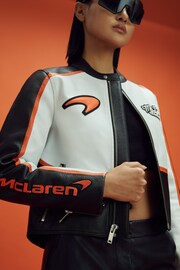 McLaren F1 Colourblock Leather Biker Jacket - Image 4 of 9