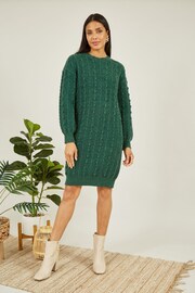 Yumi Green Cable Knit Tunic Dress - Image 2 of 5
