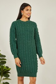 Yumi Green Cable Knit Tunic Dress - Image 3 of 5