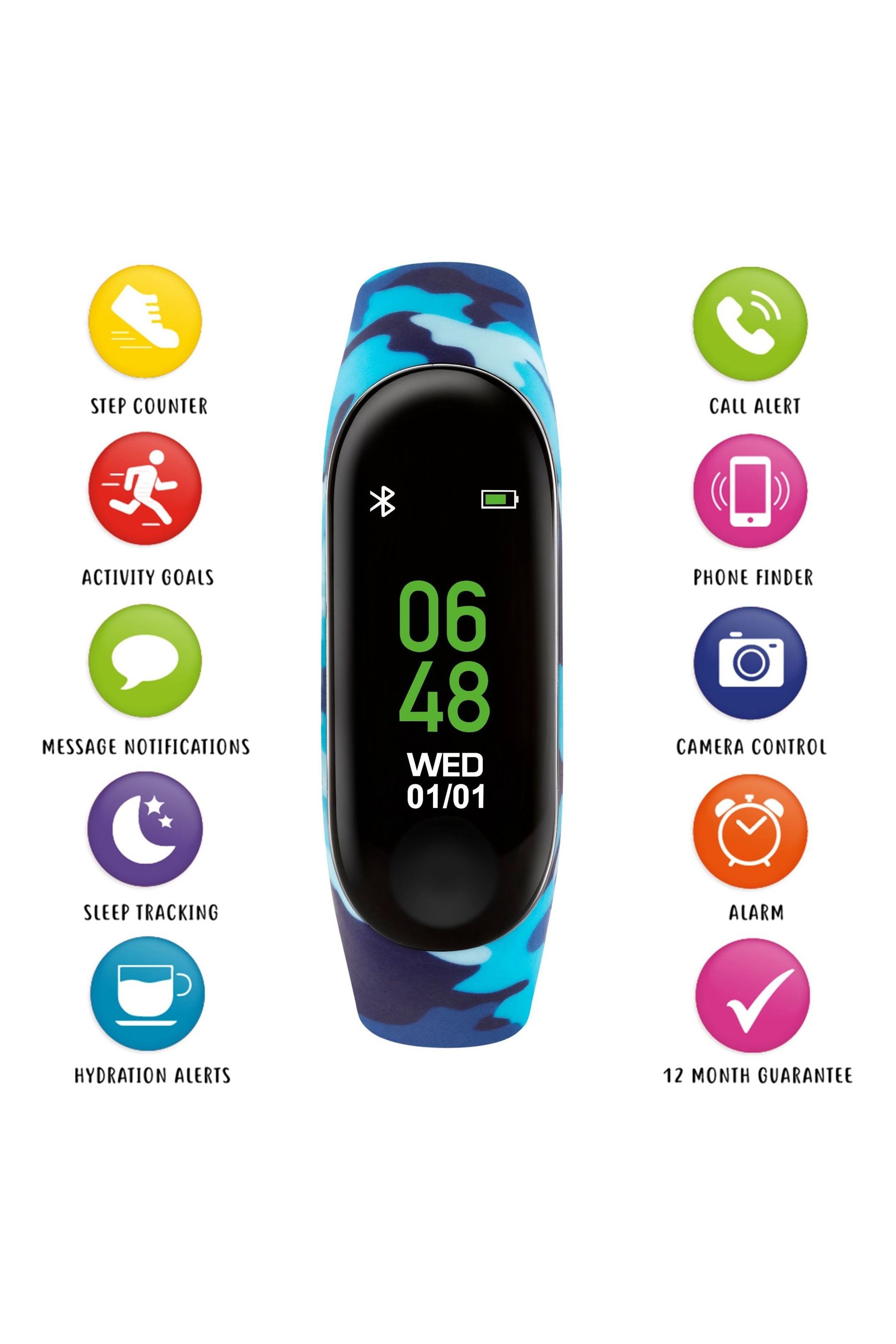 Tikkers blue camouflage smart activity tracker watch best sale