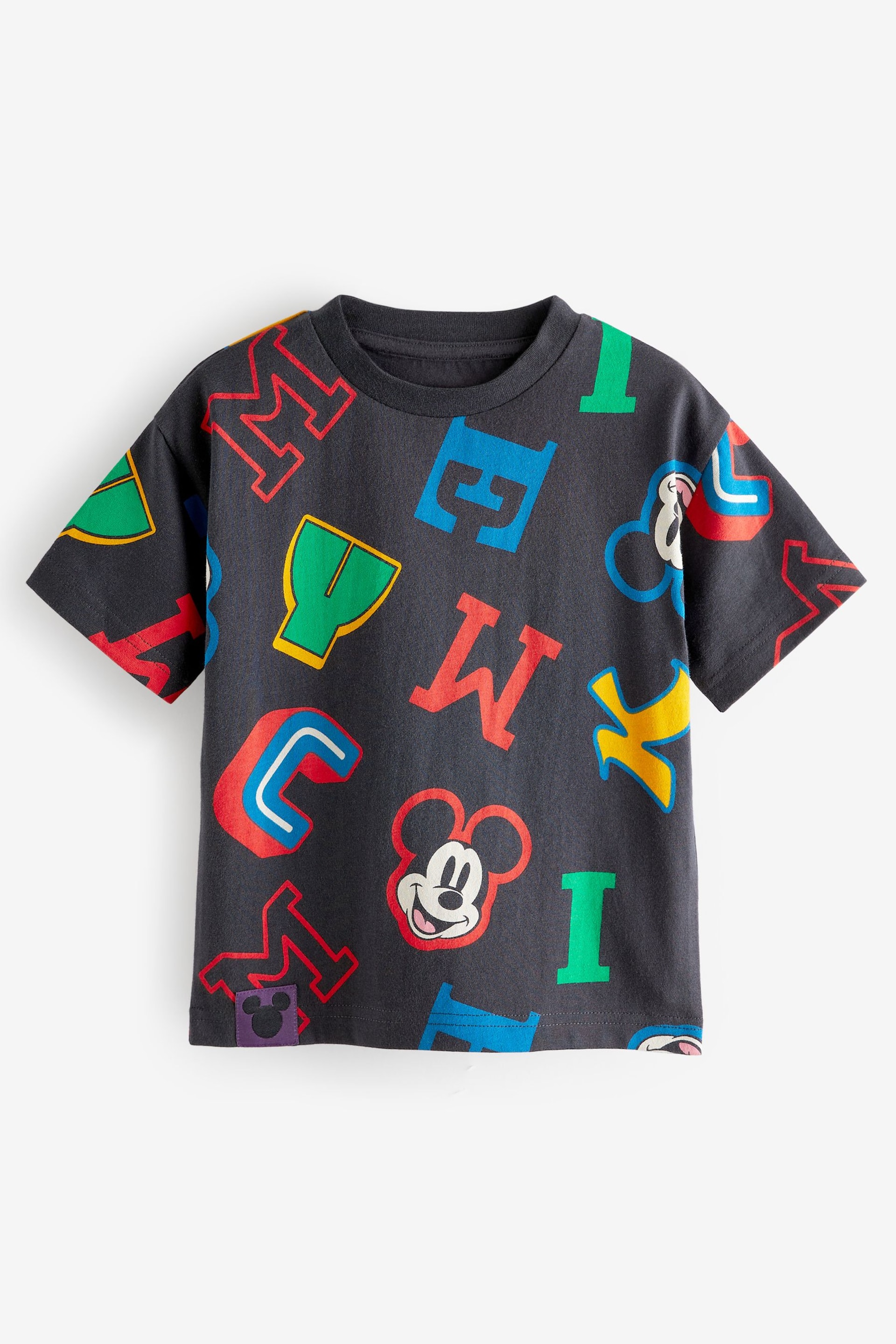 Grey Mickey Printed Short Sleeve T-Shirt (3mths-8yrs) - Image 1 of 4