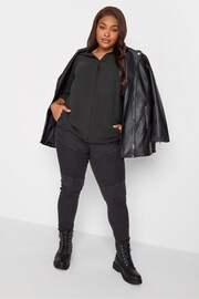 Yours Curve Black Olive 3/4 Sleeve Shirt Blouse - Image 2 of 4