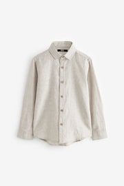 Neutral Linen Blend Long Sleeve Shirt (3-16yrs) - Image 1 of 3