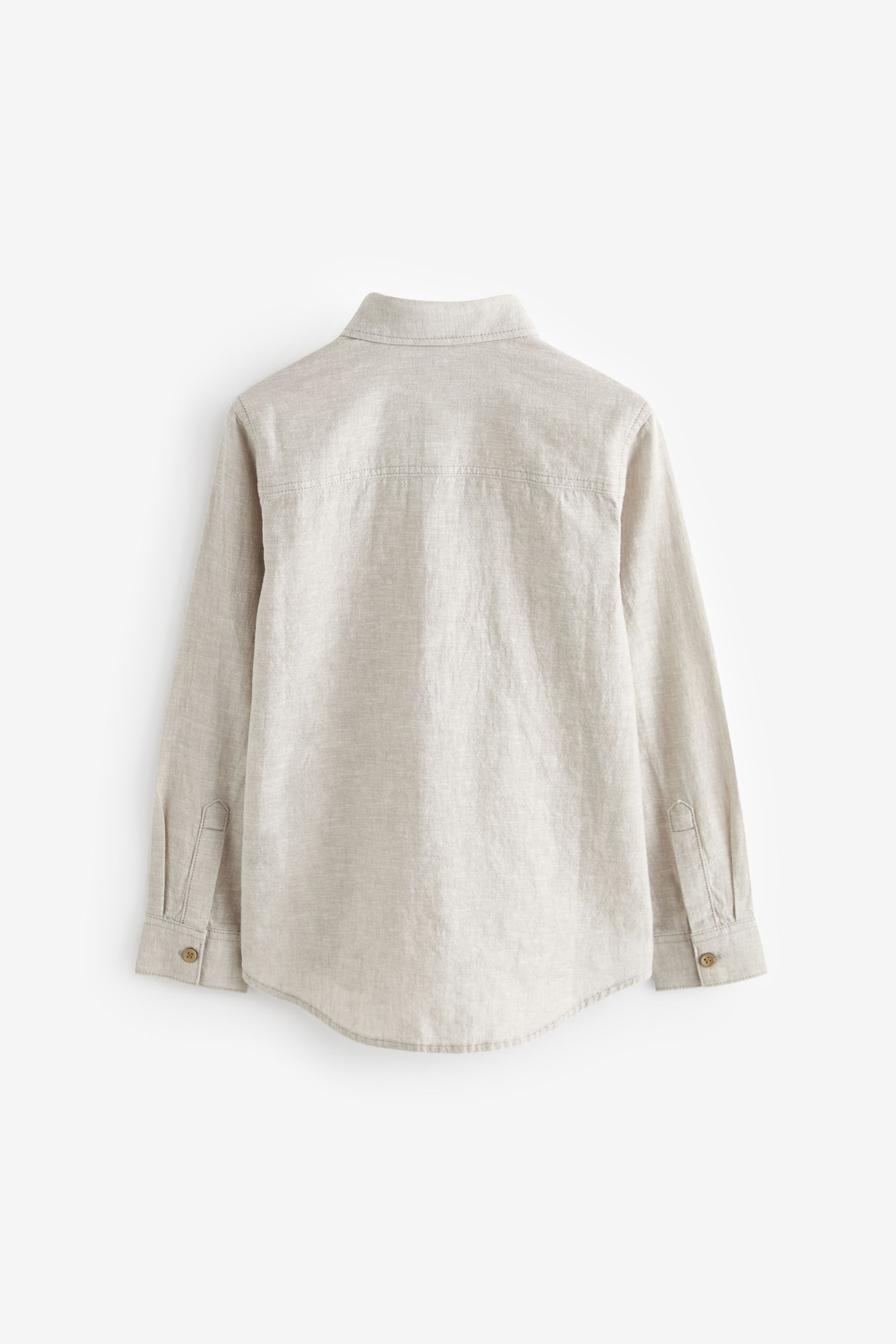Neutral Linen Blend Long Sleeve Shirt (3-16yrs) - Image 2 of 3