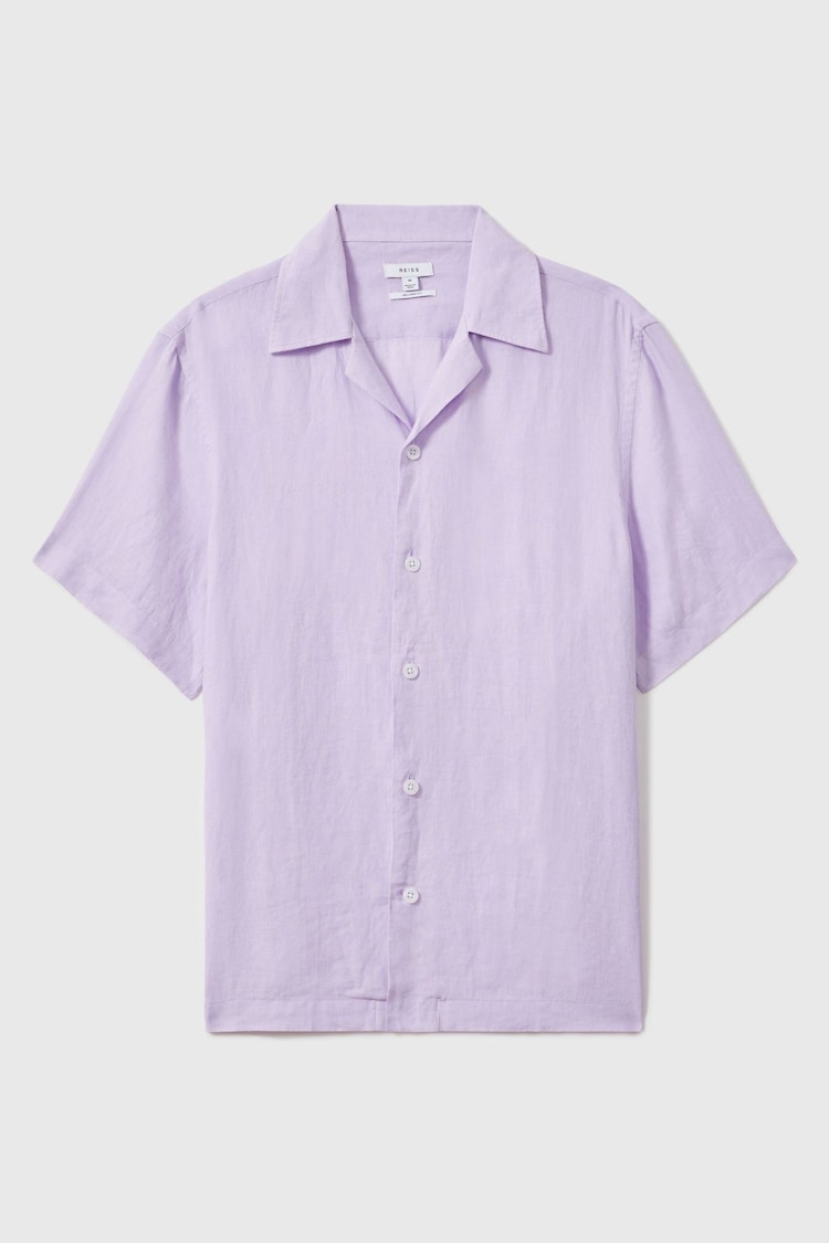 Reiss Orchid Beldi Relaxed 100% Linen Cuban Collar Shirt - Image 2 of 6