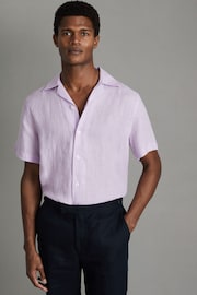 Reiss Orchid Beldi Relaxed 100% Linen Cuban Collar Shirt - Image 3 of 6