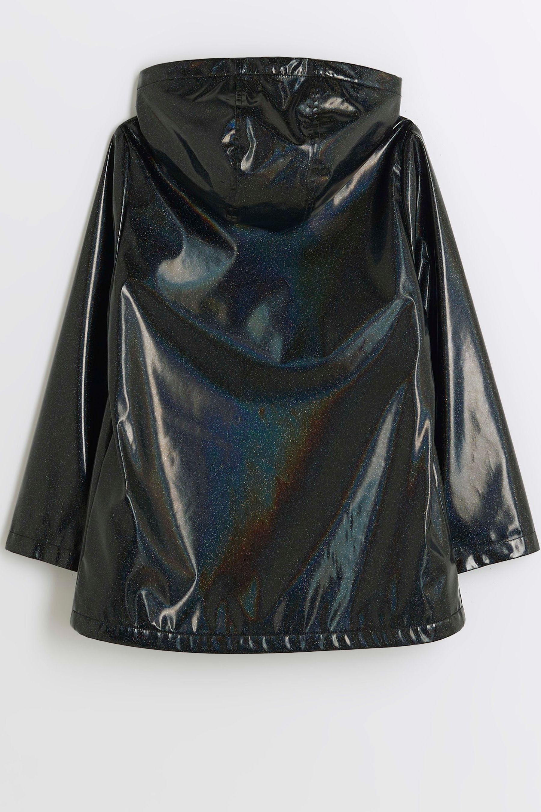 Buy River Island Black Girls Glitter Hooded Rain Coat from Next Luxembourg