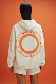 Reiss x McLaren F1 Team White McLaren F1 Elasticated Cotton Hoodie - Image 8 of 10