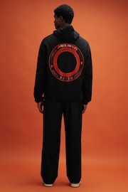 Reiss x McLaren F1 Team Black McLaren F1 Elasticated Cotton Hoodie - Image 6 of 9