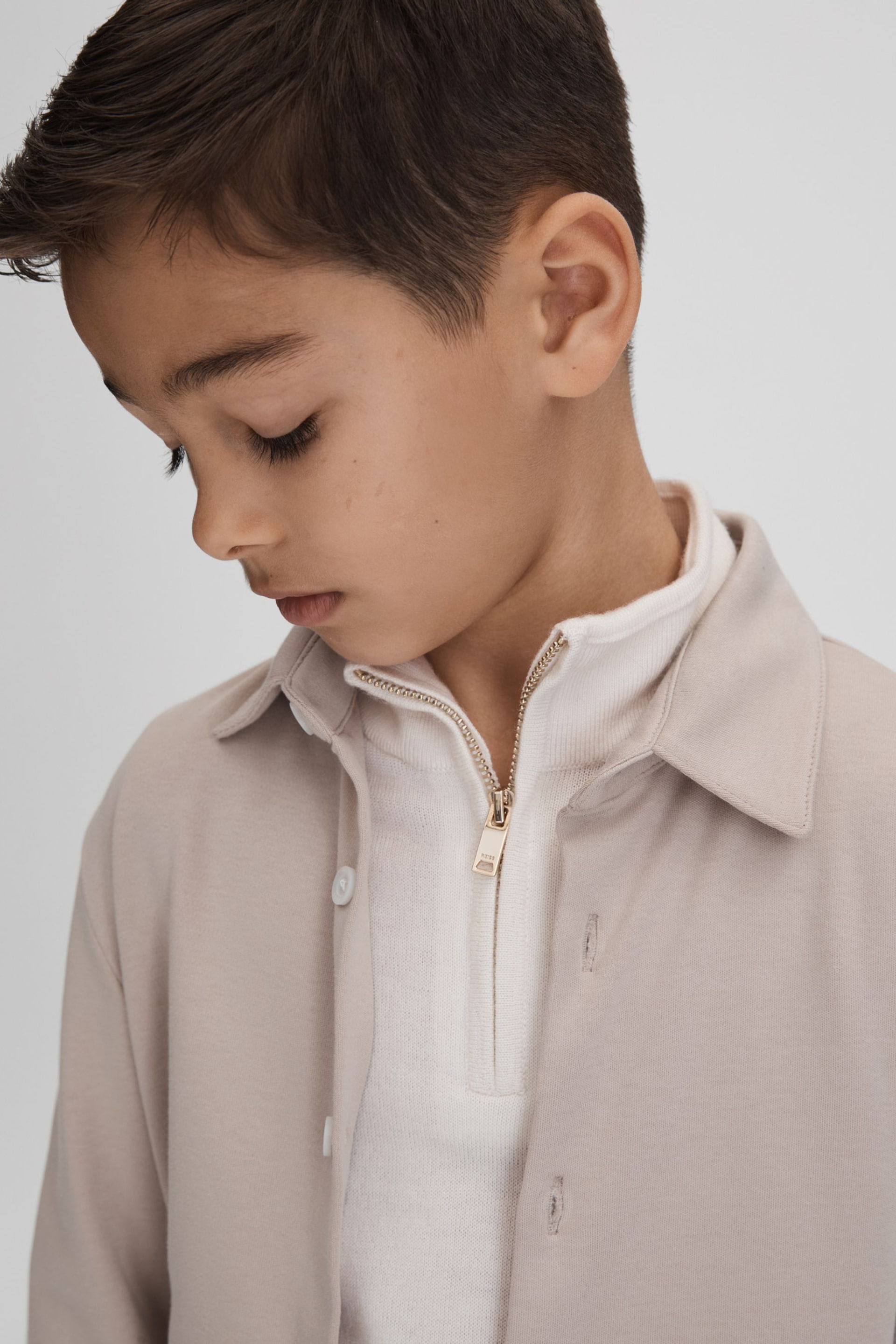 Reiss Stone Hendon Teen Cotton Button-Through Shirt - Image 4 of 6