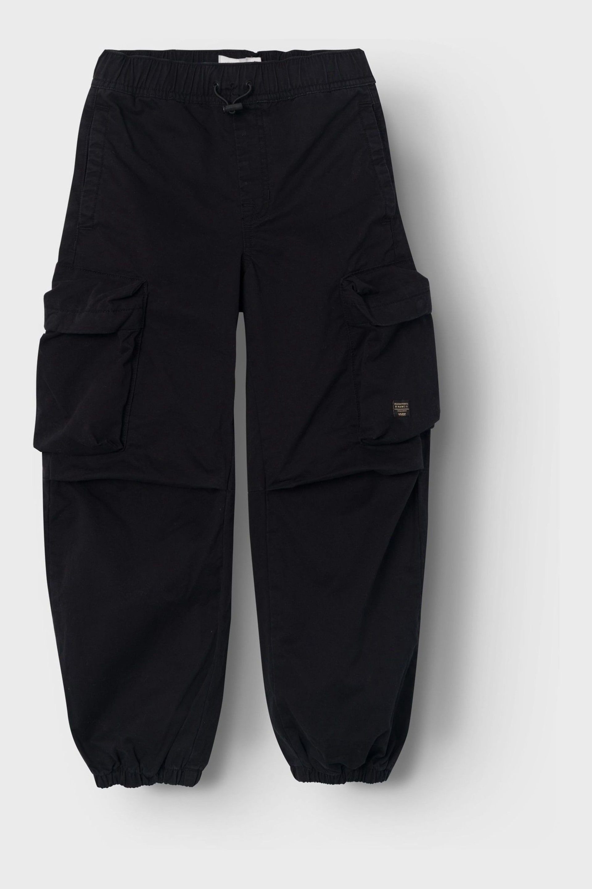 Name It Black Boys Parachute Cargo Trousers - Image 3 of 5