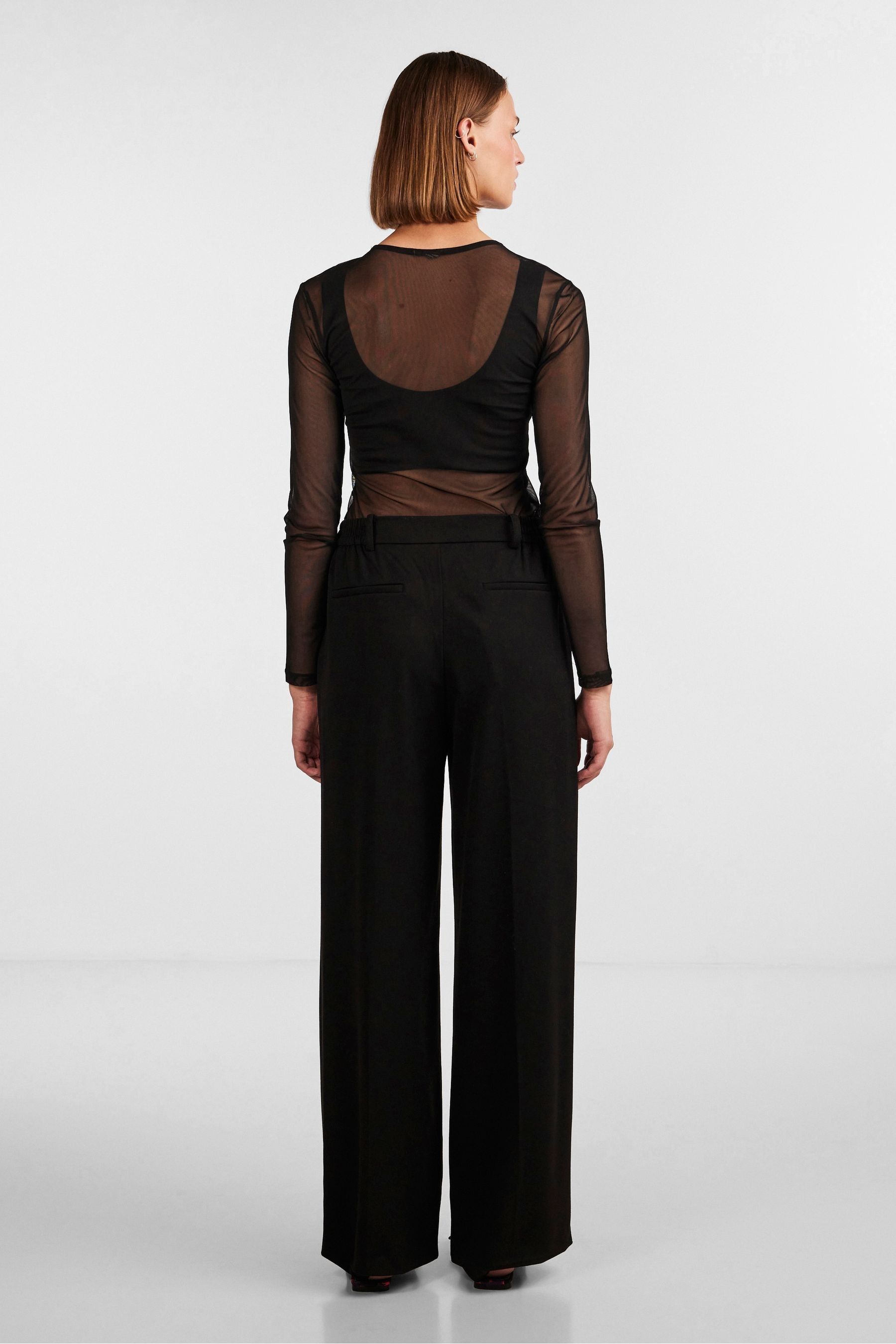 Black wide leg trousers high waisted online