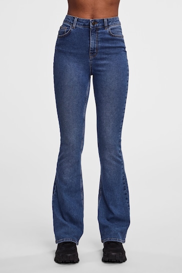 PIECES Blue High Waisted Flare Leg Jeans