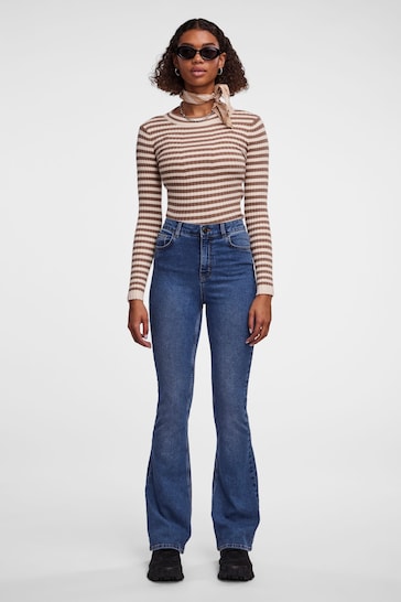 PIECES Blue High Waisted Flare Leg Jeans