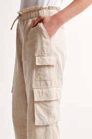 Abercrombie & Fitch Cream Linen Cargo Joggers With Pockets - Image 6 of 7