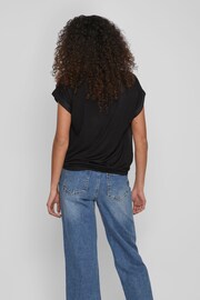 VILA Black Short Sleeve Satin and Jersey Top - Image 2 of 6